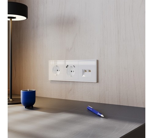 Розетка двойная Ethernet RJ-45 без рамки Voltum VLS060201 S70