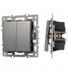 Выключатель проходной двухклавишный без рамки Arlight 43729 SWT