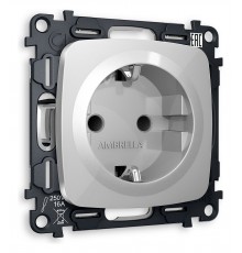 Розетка с заземлением и со шторкой, без рамки Ambrella Volt MO407010 Quant