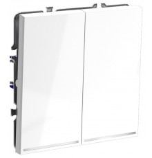 Выключатель проходной двухклавишный с подсветкой без рамки Voltum VLS020401 S70