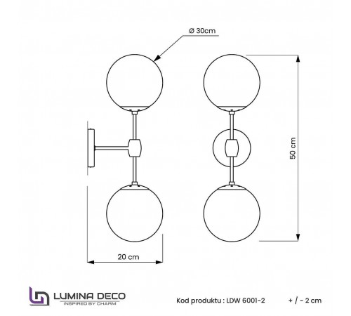 Бра LUMINA DECO LDW 6001-2 BK+WT ZODIAK