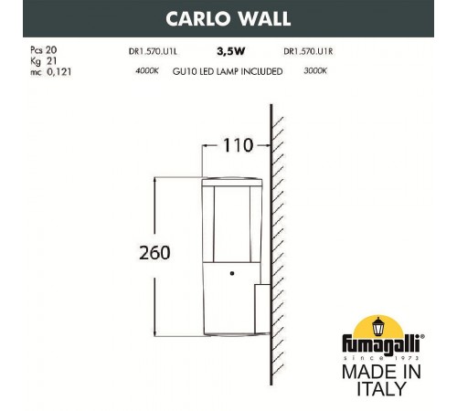 Светильник на штанге Fumagalli DR1.570.000.LXU1L Carlo