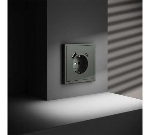 Розетка с заземлением и со шторкой и 2хUSB type A и C, без рамки Voltum VLS040506 S70