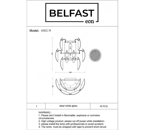 Накладной светильник Belfast 6002-W CH WH Dublin