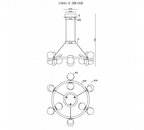 Подвесная люстра iLedex C4641-9 MBK+SGD Savage