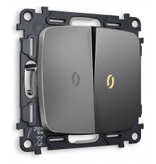 Выключатель проходной двухклавишный с подсветкой без рамки Ambrella Volt MO654030 Quant