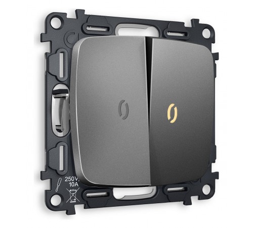 Выключатель проходной двухклавишный с подсветкой без рамки Ambrella Volt MO654030 Quant