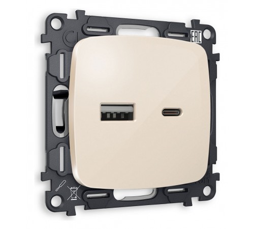 Розетка 2хUSB type A и C без рамки Ambrella Volt MO311010 Quant