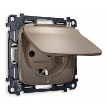 Розетка влагозащищенная с заземлением и со шторкой, без рамки с крышкой Ambrella Volt MO638010 Quant