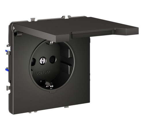 Розетка с заземлением и со шторкой, без рамки с крышкой Voltum VLS040306 S70