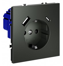 Розетка с заземлением и со шторкой и 2хUSB type A и C, без рамки Voltum VLS040506 S70