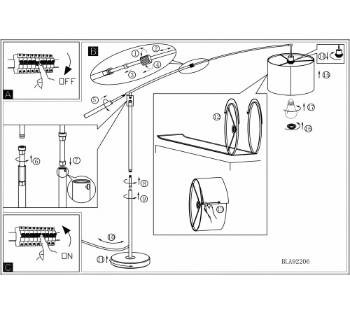 Торшер Eglo 92206 Nadina