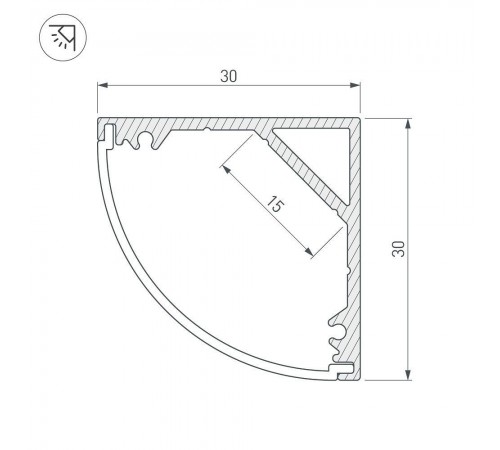 Профиль накладной Arlight 19333 SL-KANT-H30-2000 ANOD