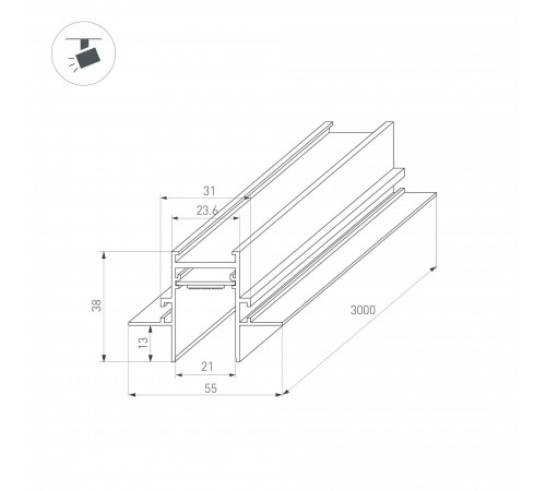 Трек встраиваемый Arlight 033459 MAG-25