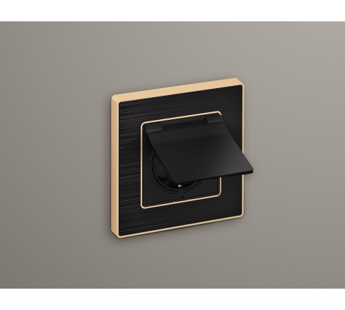 Накладка для розетки влагозащищенной с заземлением и со шторками с крышкой Ambrella Volt AP8080 Quant