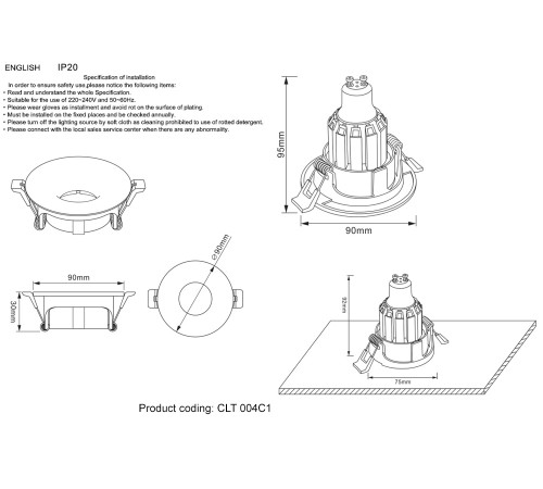 Светильник встраиваемый Crystal Lux CLT 004C1 CH