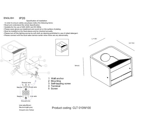 Бра Crystal Lux CLT 010W100 WH