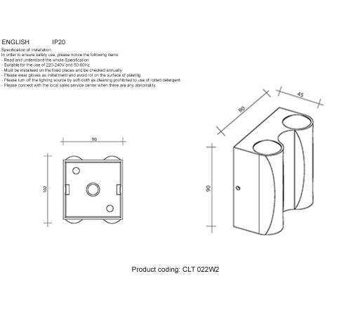 Бра Crystal Lux CLT 022W2 WH-GO 4000K