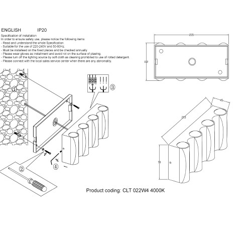 Бра Crystal Lux CLT 022W4 BL-GO 4000K