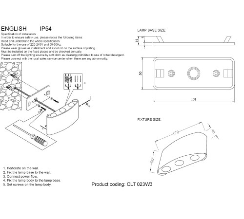 Влагозащищенный светильник Crystal Lux CLT 023W3 DG