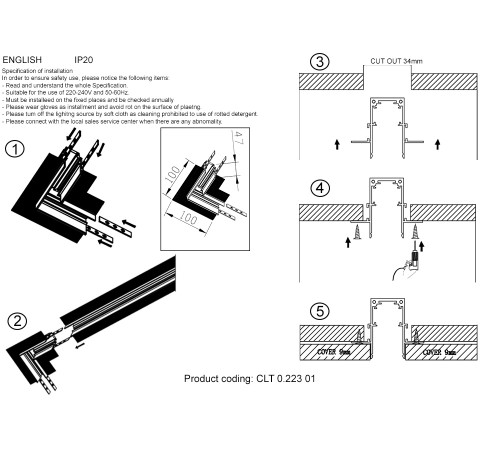 Соединитель для магнитного встраиваемого шинопровода угловой Crystal Lux CLT 0.223 01 WH
