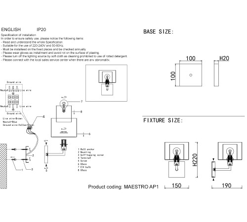 Бра Crystal Lux MAESTRO AP1 CHROME