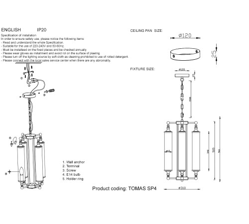 Люстра Crystal Lux TOMAS SP4 BRASS