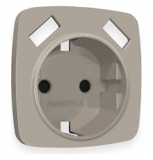 Накладка для розетки с заземлением и со шторками и 2хUSB type A Ambrella Volt OP3690 Quant
