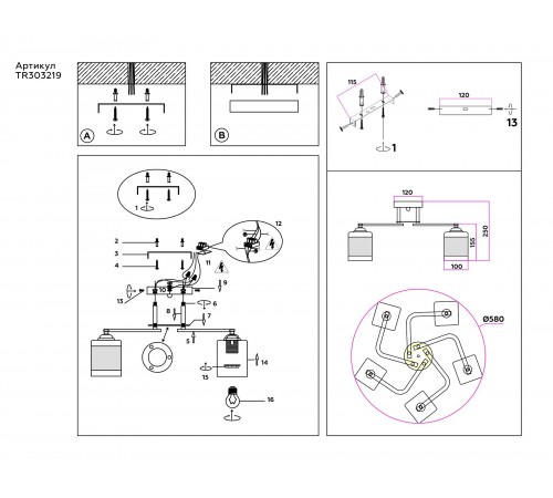 Потолочная люстра Ambrella Light TR303219 TR