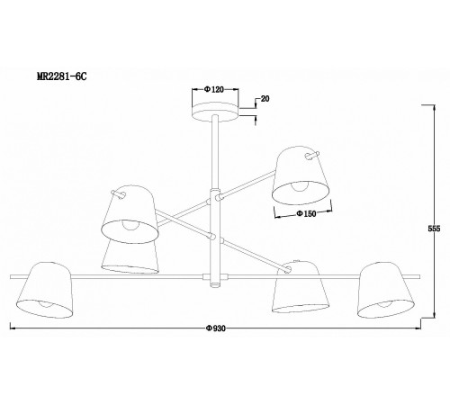 Люстра на штанге MyFar MR2281-6С Clementine