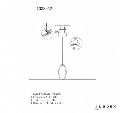 Подвесной светильник iLedex 10339P/A2-35W-3000K BK-WH Zoom