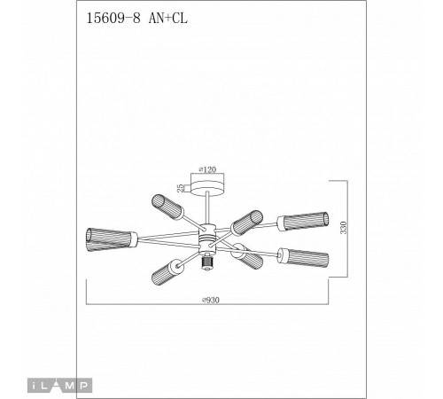 Люстра на штанге iLamp 15609-8 AN+CL Evolution