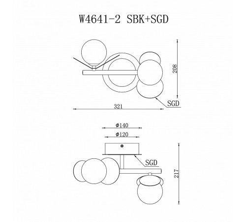 Бра iLedex W4641-2 MBK+SGD Savage