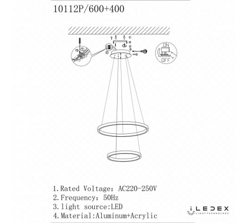Подвесной светильник iLedex 10112P/2-39W-3000K (6/4) BR Axis
