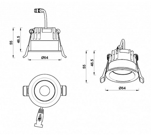 Встраиваемый светильник iLedex 107-7W-D64-4000K-24DG-BK Mars