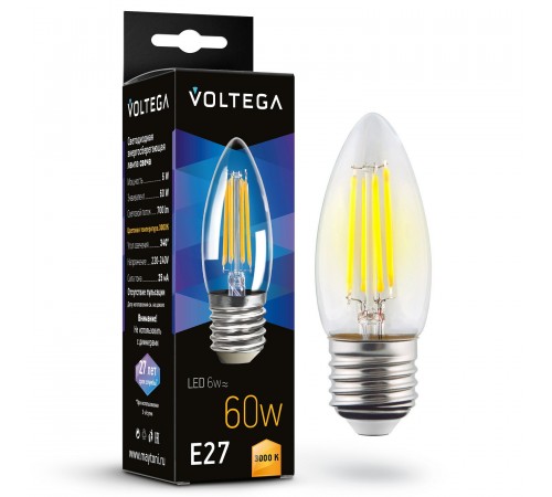 Лампа светодиодная Voltega 7208 Candel matt 6W