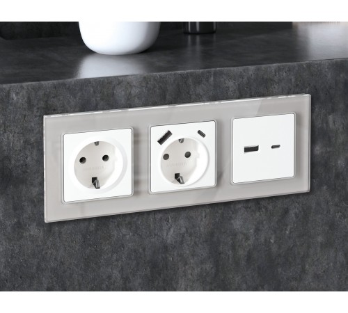 Рамка на 1 пост Ambrella Volt AF330401 Platos Стекло органическое