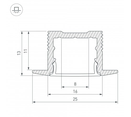 Профиль Arlight 023719 SL-SLIM-H13M-F25-2000 ANOD
