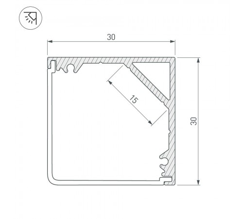 Профиль накладной Arlight 19333 SL-KANT-H30-2000 ANOD