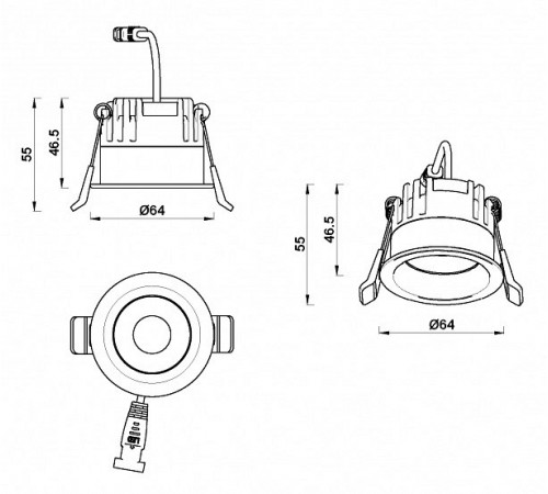 Встраиваемый светильник iLedex 107-7W-D64-3000K-24DG-BK Mars
