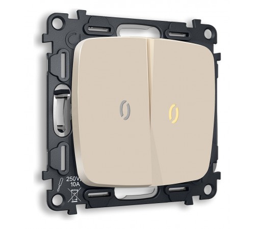 Выключатель двухклавишный с подсветкой без рамки Ambrella Volt MO324010 Quant