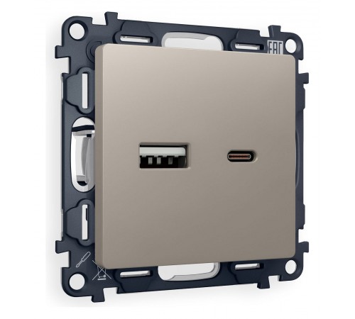 Розетка 2хUSB type A и C без рамки Ambrella Volt MA371010 Quant