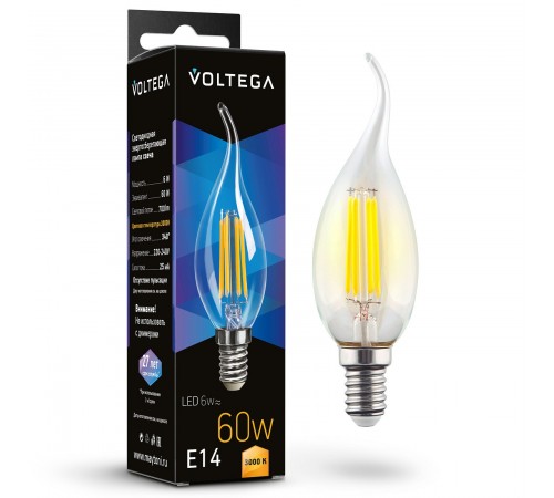 Лампа светодиодная Voltega 7209 Candle wind 6W