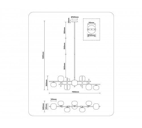 Люстра на штанге Ambrella Light LH51017 LH