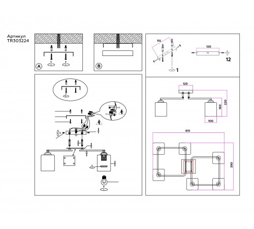 Накладной светильник Ambrella Light TR303224 TR