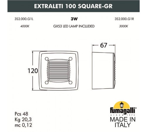 Встраиваемый светильник Fumagalli 3S2.000.000.AYG1L Leti