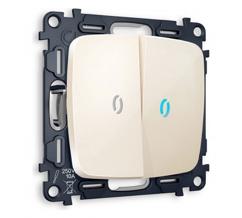 Выключатель двухклавишный с подсветкой без рамки Ambrella Volt MO304020 Quant