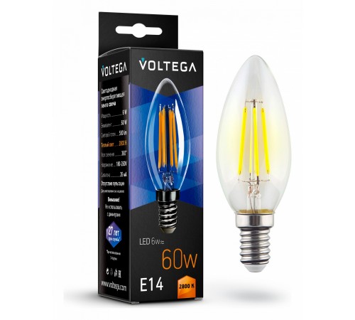 Лампа светодиодная Voltega 7019 Candle 6W
