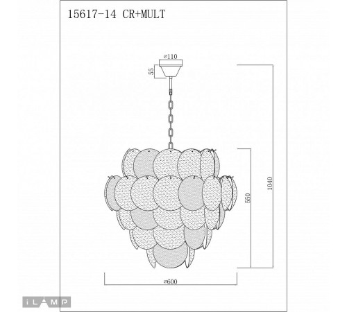 Подвесная люстра iLamp 15617-14 CR+MULT Rivoli