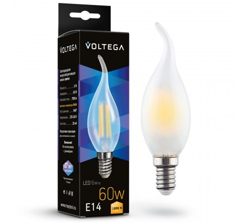 Лампа светодиодная Voltega 7210 Candel wind matt 6W